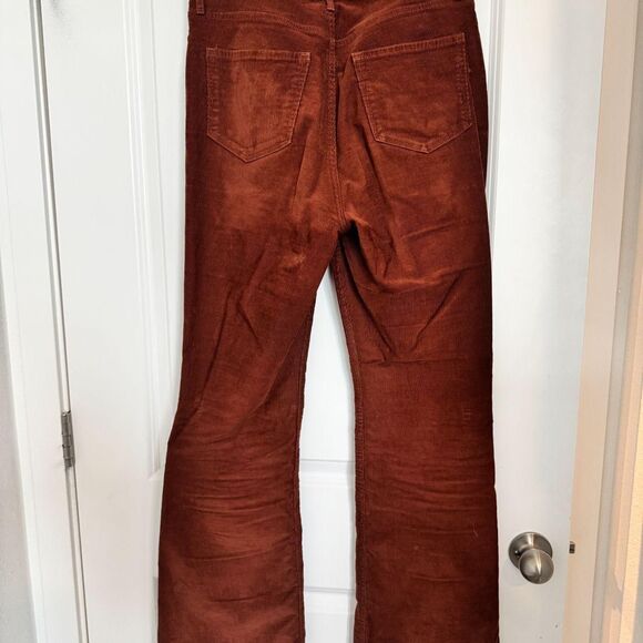 Old-navy Women's Brown Corduroy Trousers Size 10 Flare High Waisted - Picture 3 of 5